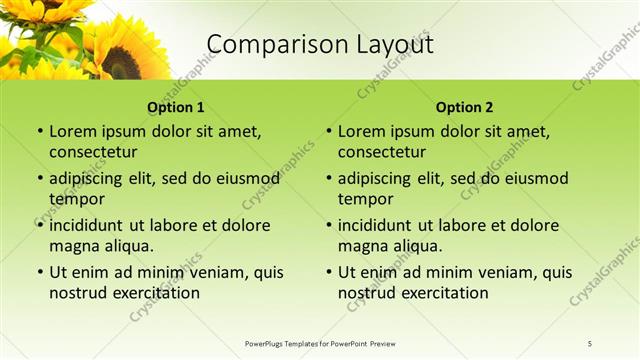 Comparison presentation slide layout