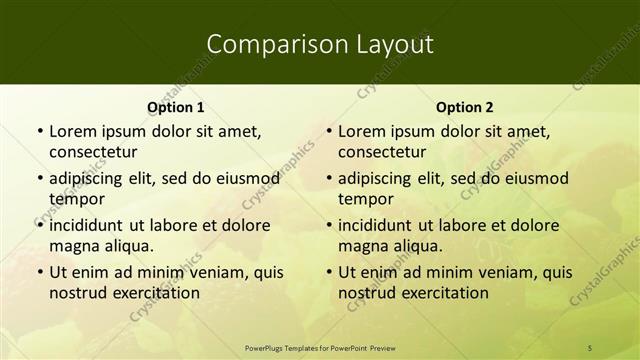 Comparison presentation slide layout