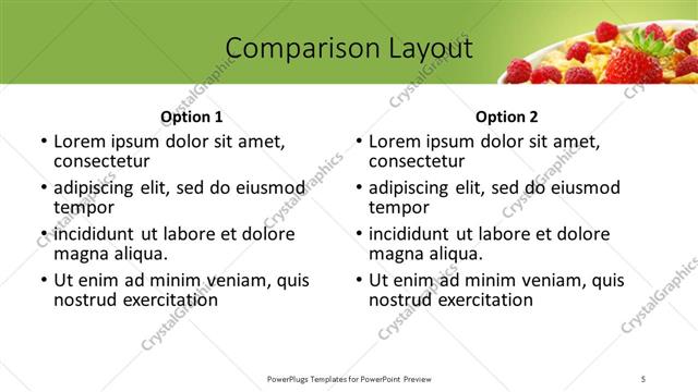 Comparison presentation slide layout