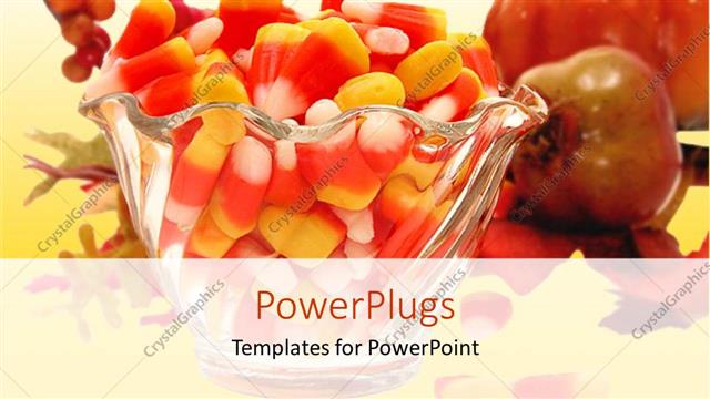  Presentation with food red - Bowl of red and yellow candy with different fruits