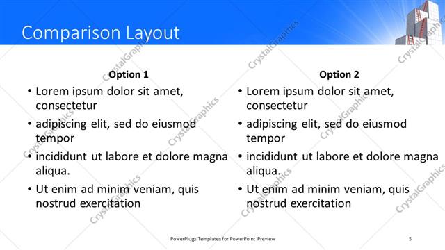Comparison presentation slide layout