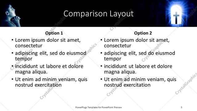 Comparison presentation slide layout