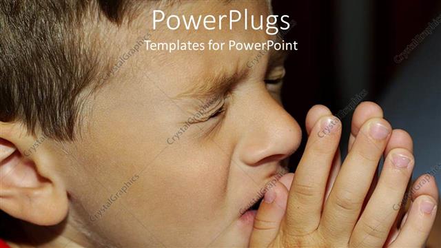  Presentation with human face - A boy praying with blackish background