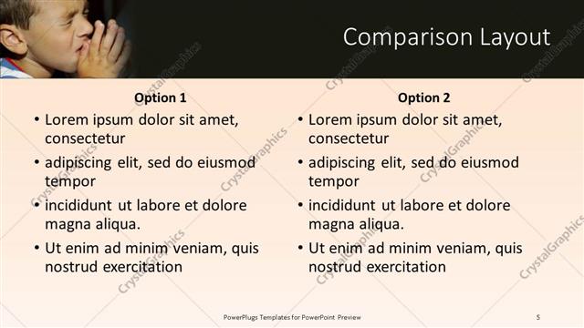 Comparison presentation slide layout