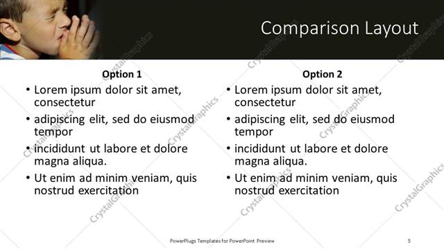 Comparison presentation slide layout