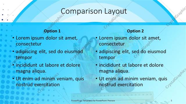 Comparison presentation slide layout