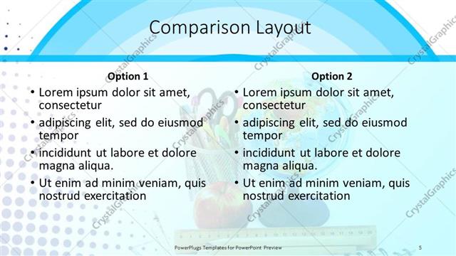 Comparison presentation slide layout