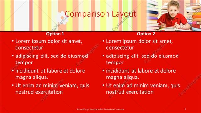 Comparison presentation slide layout