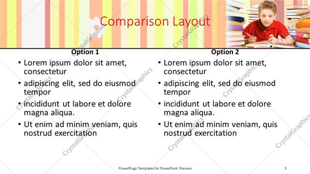 Comparison presentation slide layout