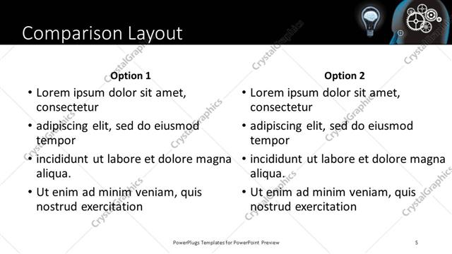Comparison presentation slide layout