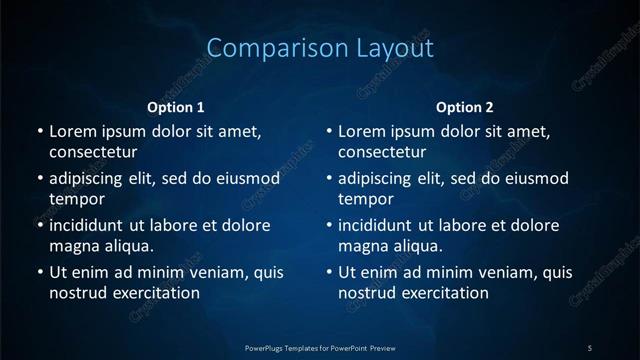 Comparison presentation slide layout
