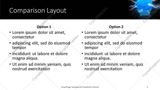 Comparison presentation slide layout