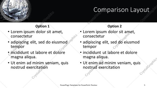 Comparison presentation slide layout