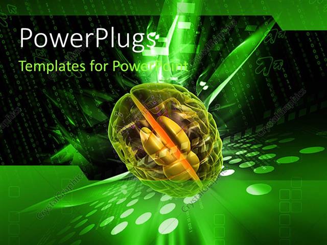  Presentation with brain - Depiction of human brain with binary numbers in background