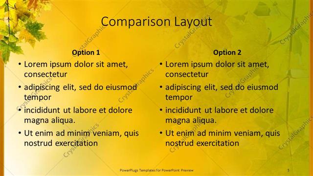 Comparison presentation slide layout