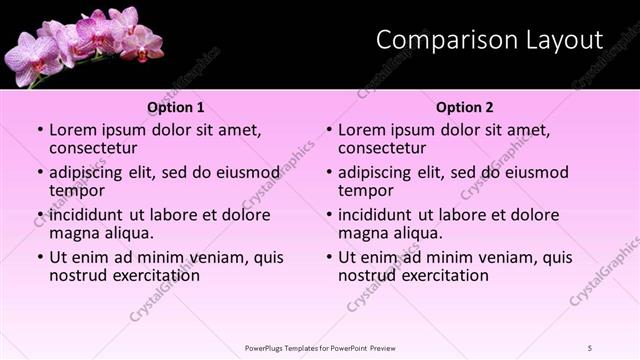 Comparison presentation slide layout