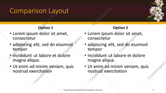 Comparison presentation slide layout
