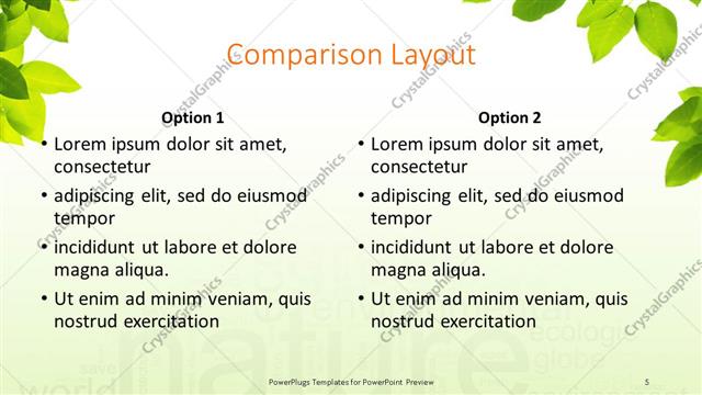 Comparison presentation slide layout