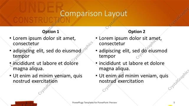 Comparison presentation slide layout