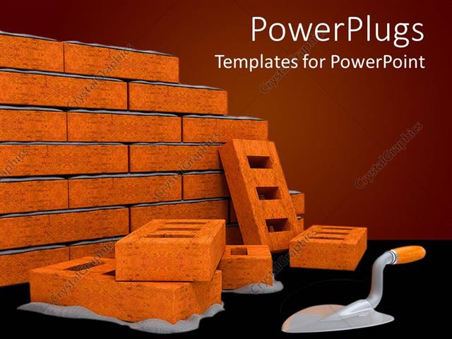 PowerPoint Template Bricks With Ladder 4082 