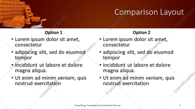 Comparison presentation slide layout