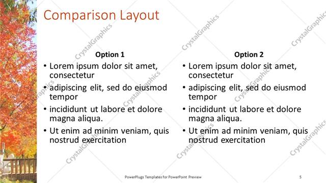 Comparison presentation slide layout