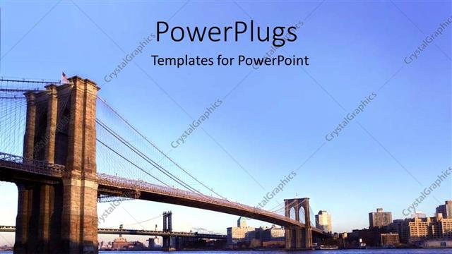  Presentation with city buildings - Bridges over the river with city depiction with large buildings in the background