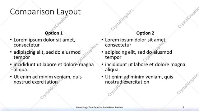 Comparison presentation slide layout