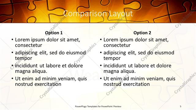 Comparison presentation slide layout