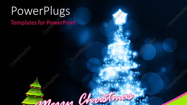  Presentation with christ - A bright colored Christmas tree on a blue blurry background