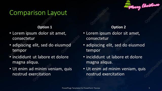Comparison presentation slide layout