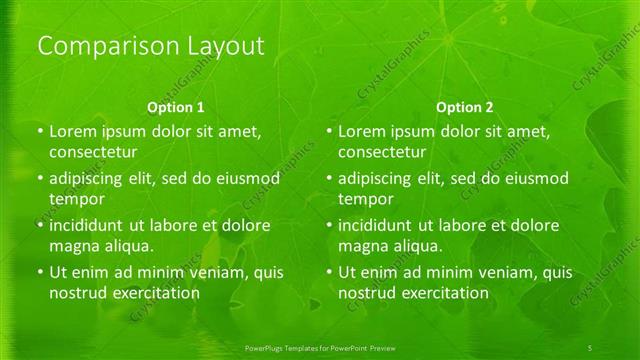Comparison presentation slide layout