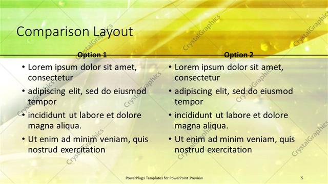 Comparison presentation slide layout
