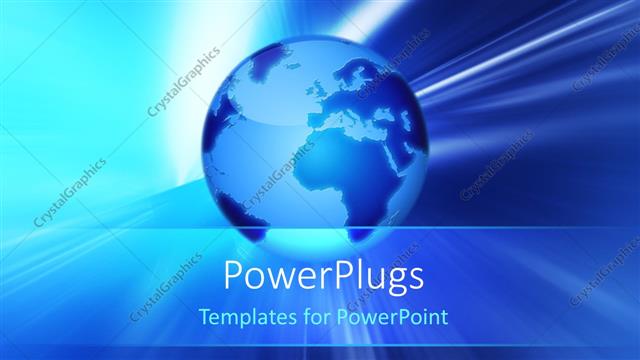  Presentation with light blue - Bright light glow over earth globe on blue surface