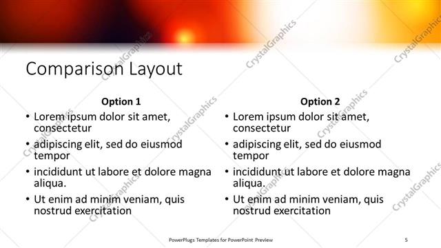 Comparison presentation slide layout