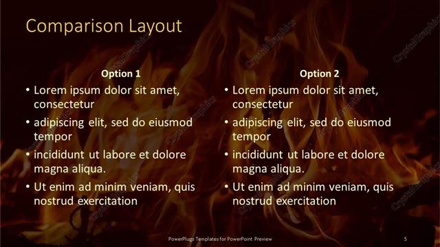 Comparison presentation slide layout