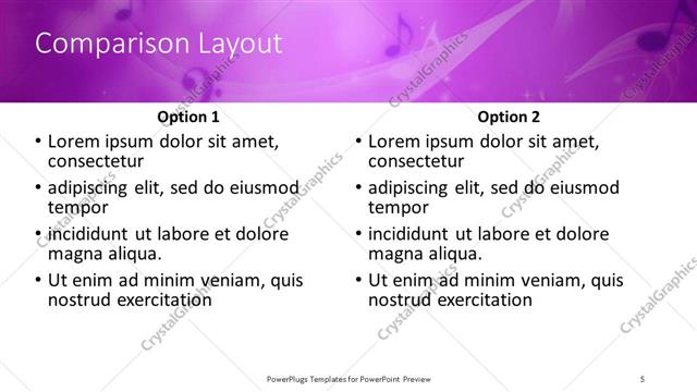 Comparison presentation slide layout