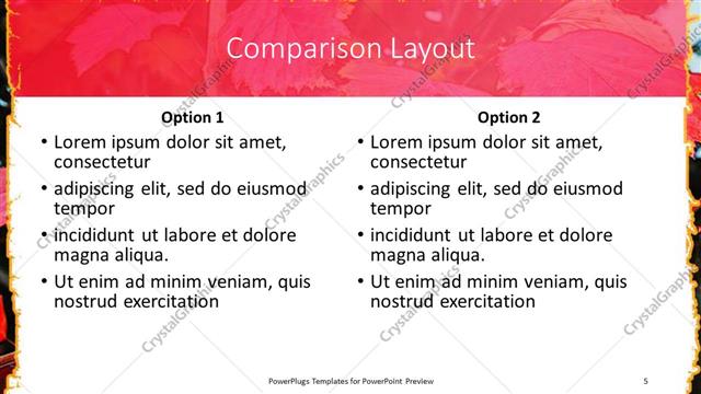 Comparison presentation slide layout