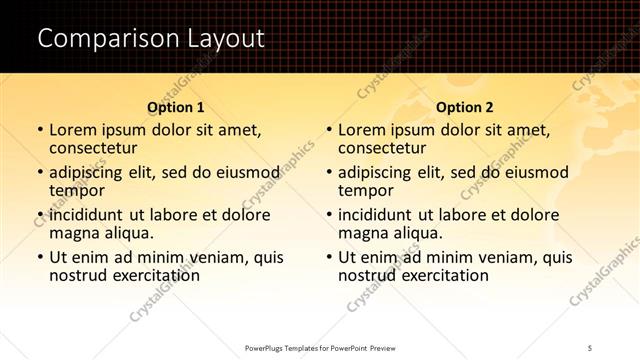 Comparison presentation slide layout