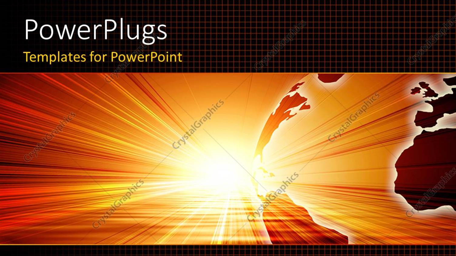 Featuring Bright Sun Shining on Planet Earth with Gridlines in Background