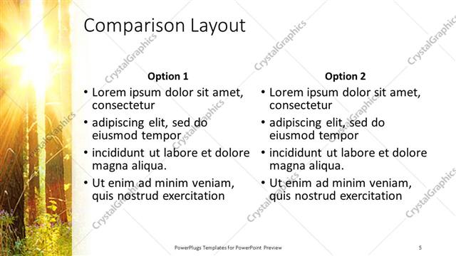 Comparison presentation slide layout