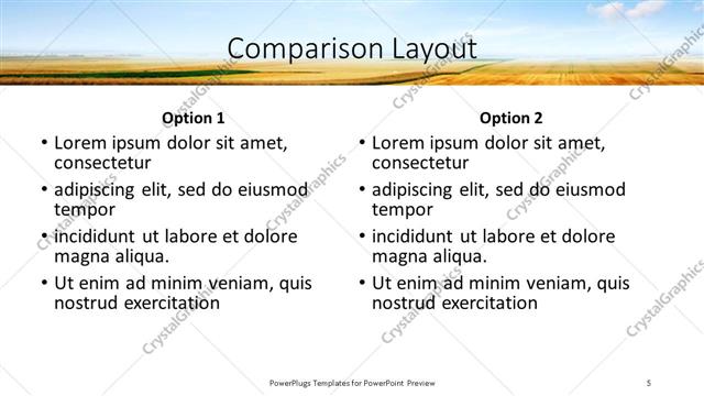 Comparison presentation slide layout