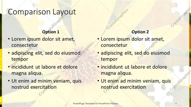 Comparison presentation slide layout