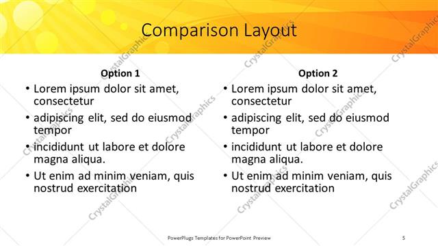 Comparison presentation slide layout