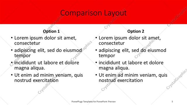 Comparison presentation slide layout