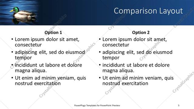 Comparison presentation slide layout