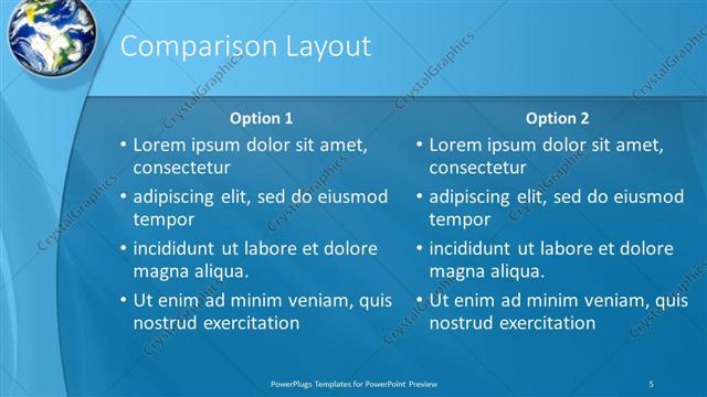 Comparison presentation slide layout