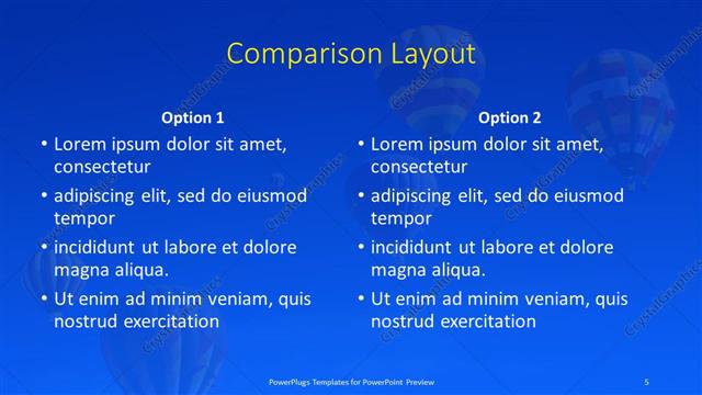 Comparison presentation slide layout