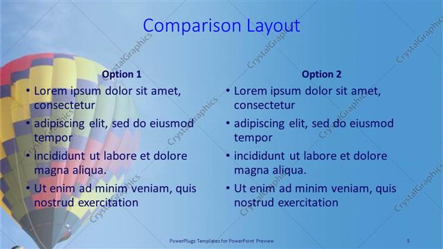 Comparison presentation slide layout