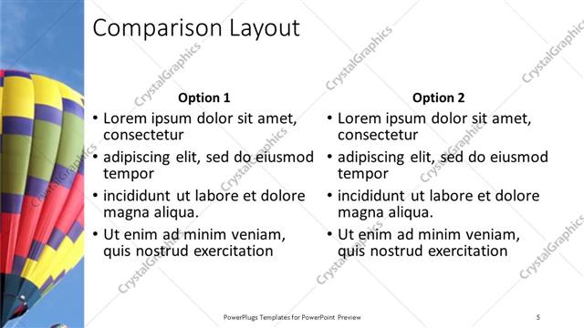 Comparison presentation slide layout